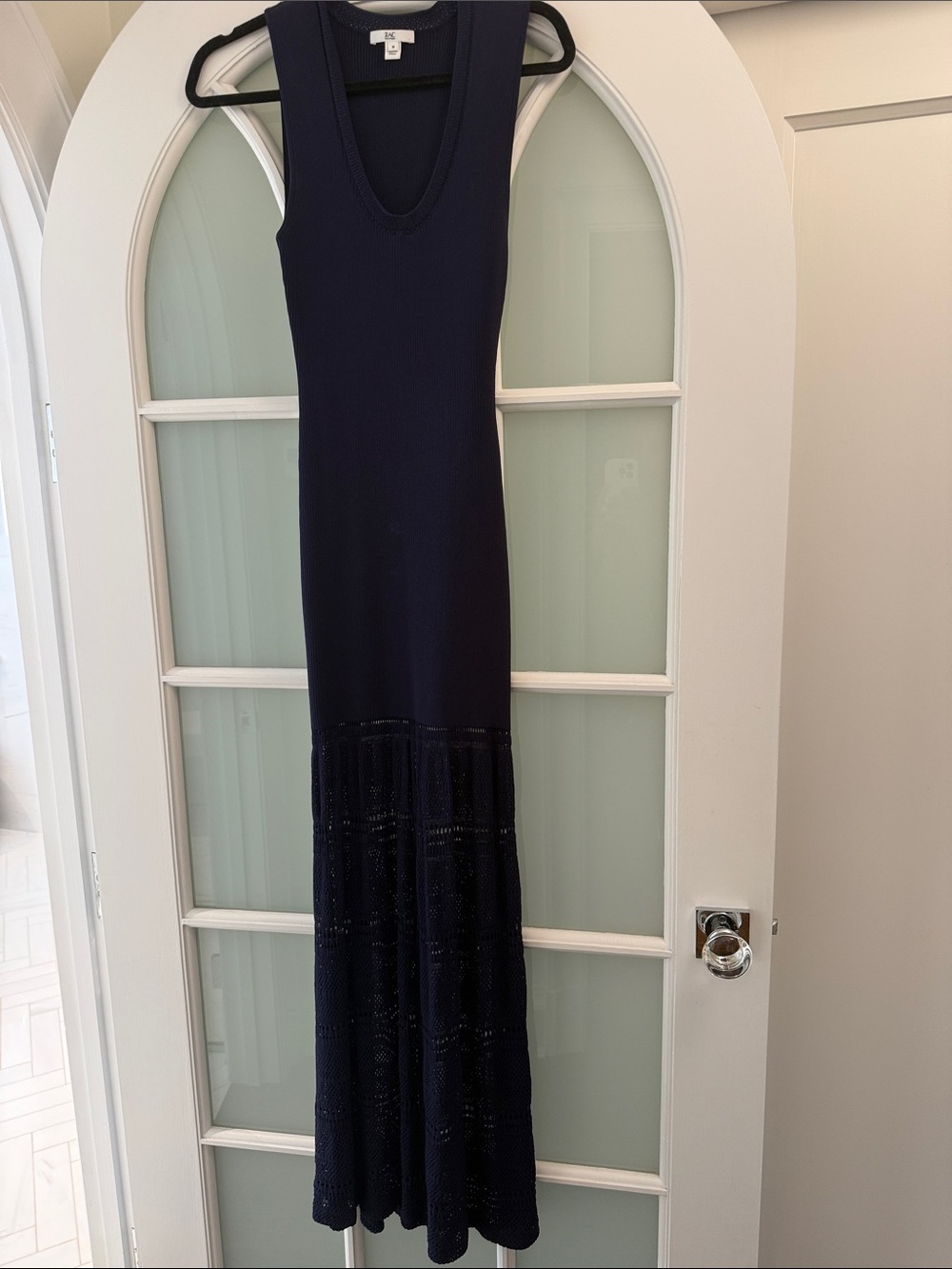 ZAC Zac Posen Navy Sleeveless Maxi Dress with Crochet Hem